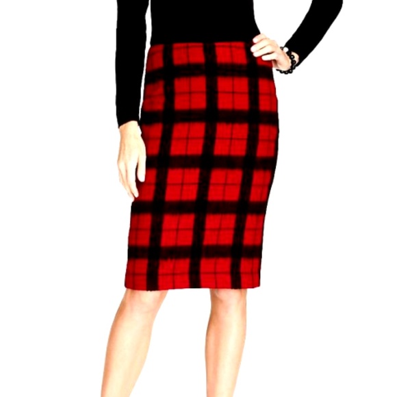 Talbots Dresses & Skirts - Talbots Windowpane Plaid Pencil Skirt CHRISTMAS 2P